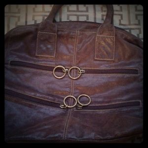 Brown Faux Suede Computer Bag/Satchel